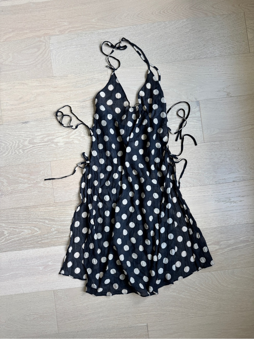 J. Crew Crinkle Side-Tie Dress in Polka Dot XS